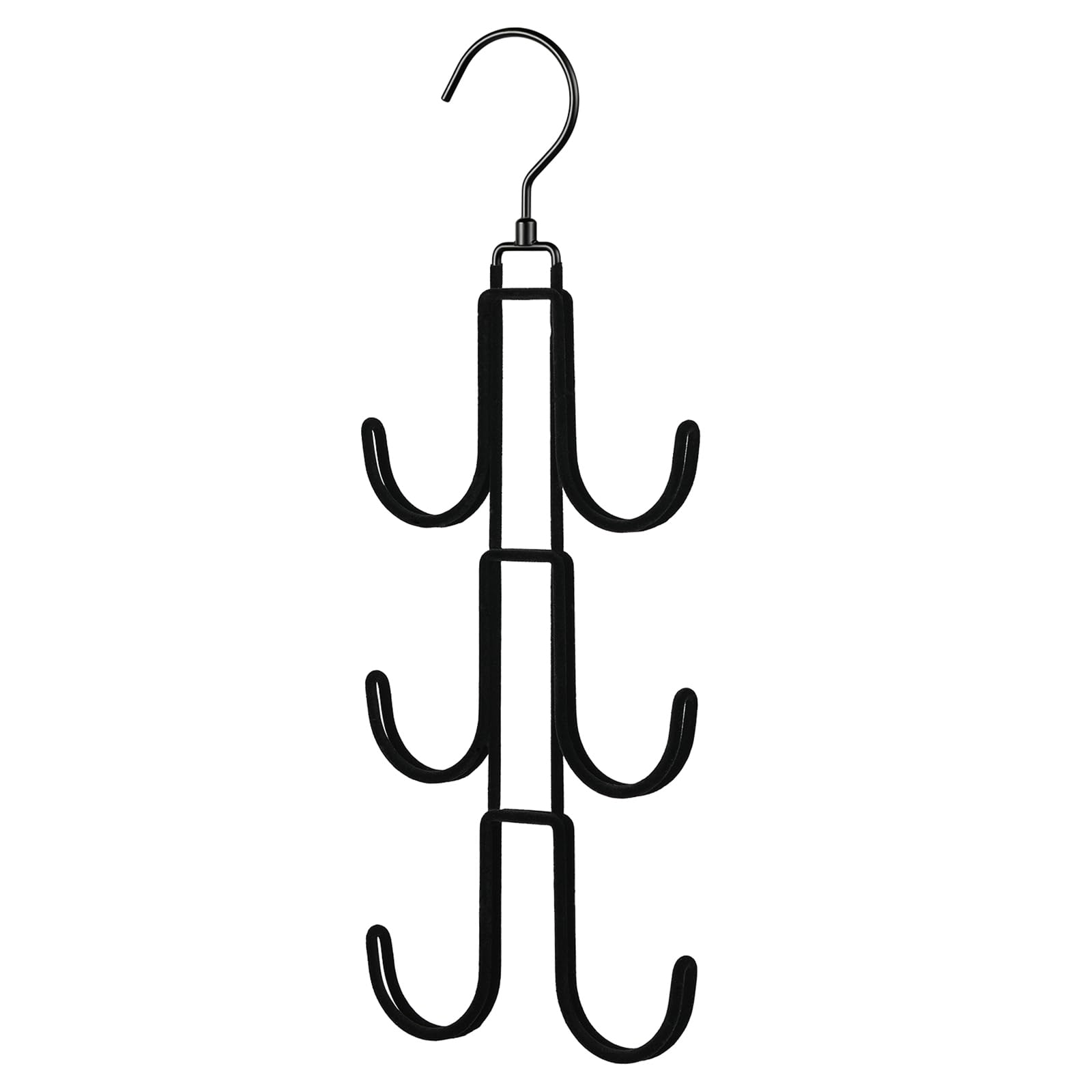 360 Degree Swivel Purse Hanger Organizer - Velvet Handbag Storage Hook with Metal Rack for Closet (Black, 1-Pack) | Space-Saving Bag Holder for Purses, Totes & Accessories | Perfect for Home, Office & Travel Organization