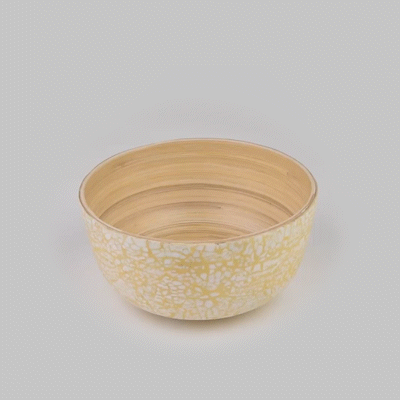 Bambuddha 15 oz Round Beige Spun Bamboo Small Eggshell Salad Bowl - 7.75
