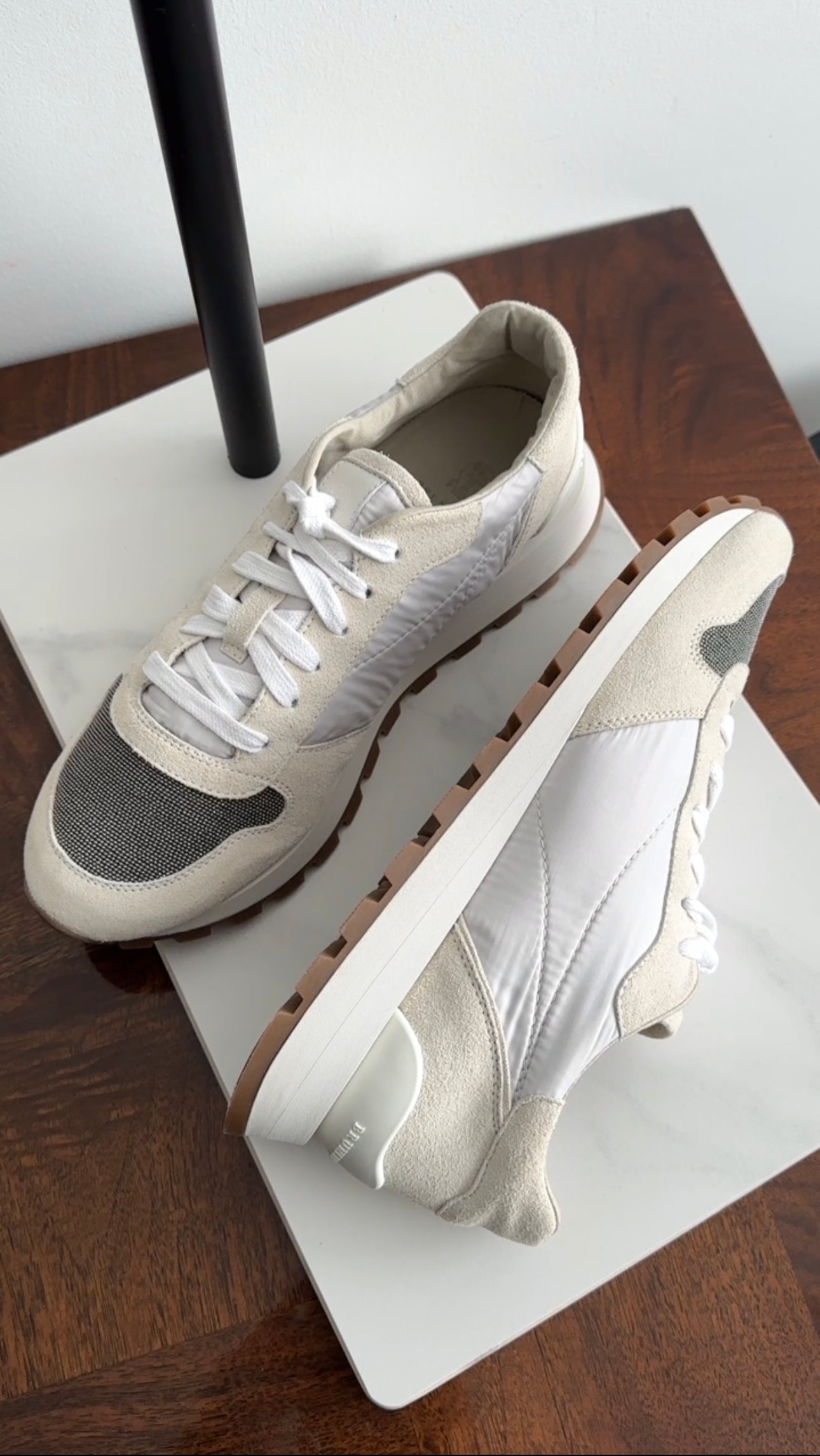 Brunello Cucinelli Off-White Leather & Nylon Monili Sneakers - Size 40 | Luxury Casual Shoes for Men | Perfect for Everyday Wear & Stylish Outings