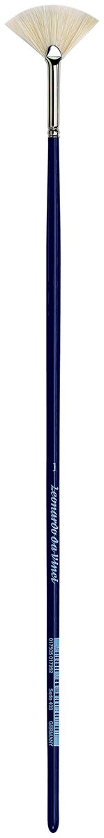 Da Vinci Varnish & Priming Series 403 Fan Blender Brush - Size 1 Extra Short Hog Bristle with Blue Handle - Perfect for Oil Painting, Varnishing & Fine Art Detailing