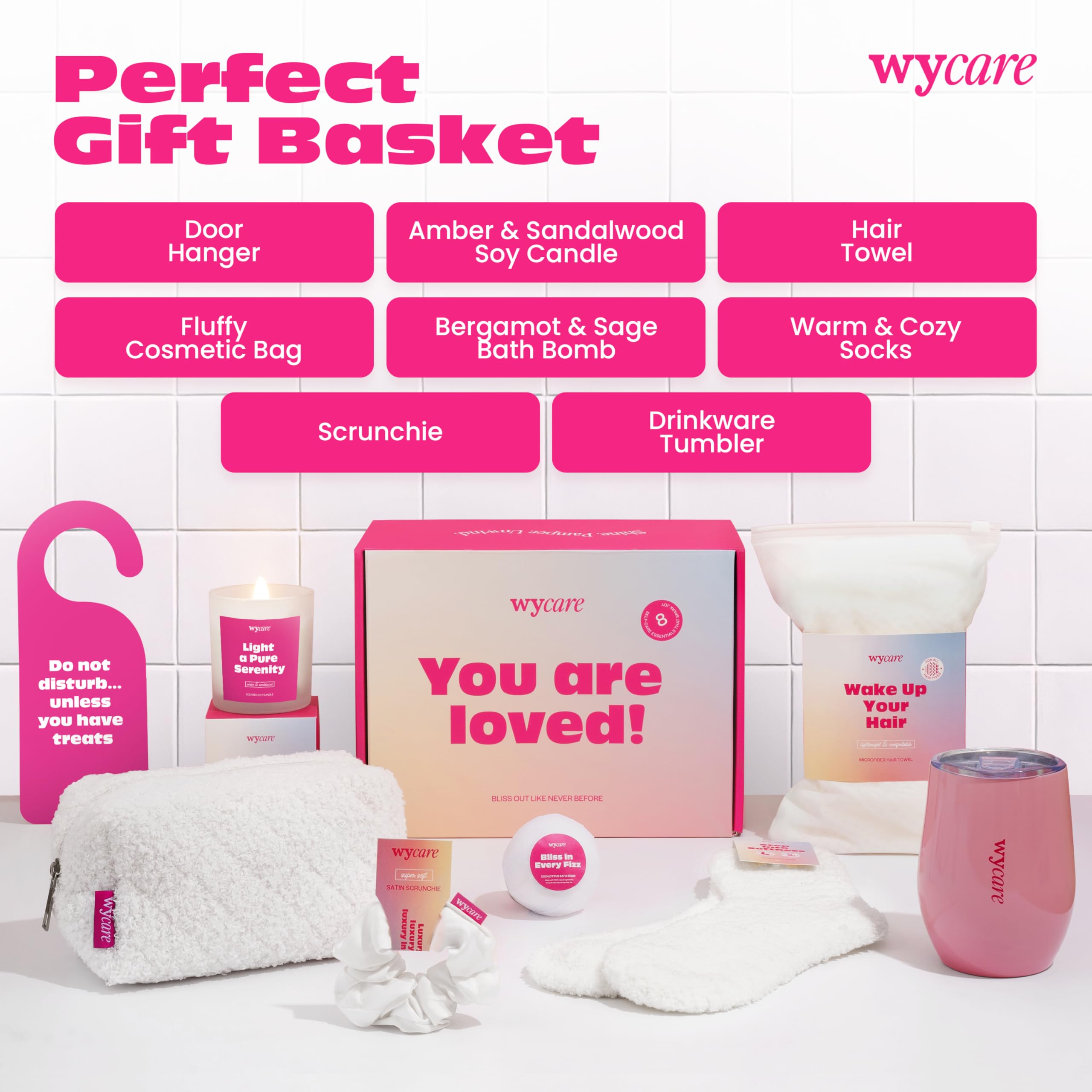 Wycare Luxury Spa Gift Box for Women - Birthday, Get Well Soon & Self Care Gift Basket Set - Best Friend Care Package with Relaxation Essentials - Perfect for Birthdays, Anniversaries & Recovery Gifts
