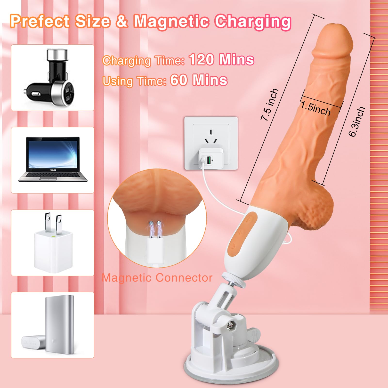 Premium Remote Control Thrusting Dildo Machine for Women - 10 Vibration & Thrusting Modes, G-Spot & Clitoral Stimulation, Strong Suction Cup, Body-Safe Silicone Adult Sex Toy - Perfect for Solo Play, Couples Fun & BDSM Exploration