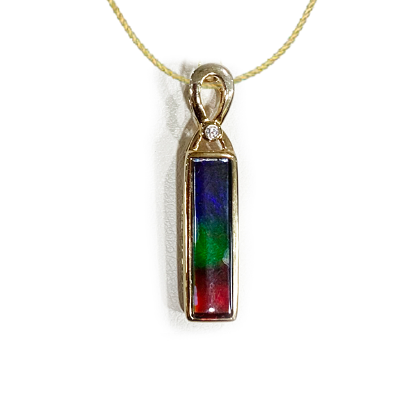 Stunning Gold Plated Ammolite Pendant Necklace - Natural Iridescent Gemstone Jewelry for Women - Perfect Gift for Birthday, Anniversary & Special Occasions