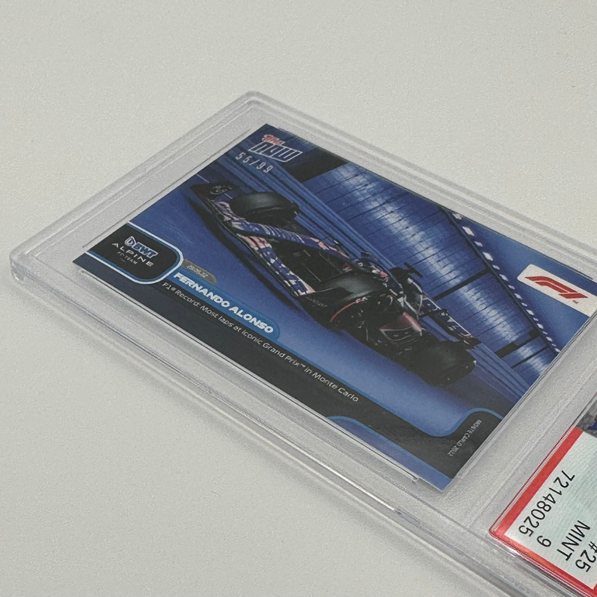 PSA 9 Graded 55/99 Fernando Alonso F1 Racing Card - Record Holder for Most Laps at Monaco Grand Prix #25 - Perfect for F1 Collectors and Sports Memorabilia Displays