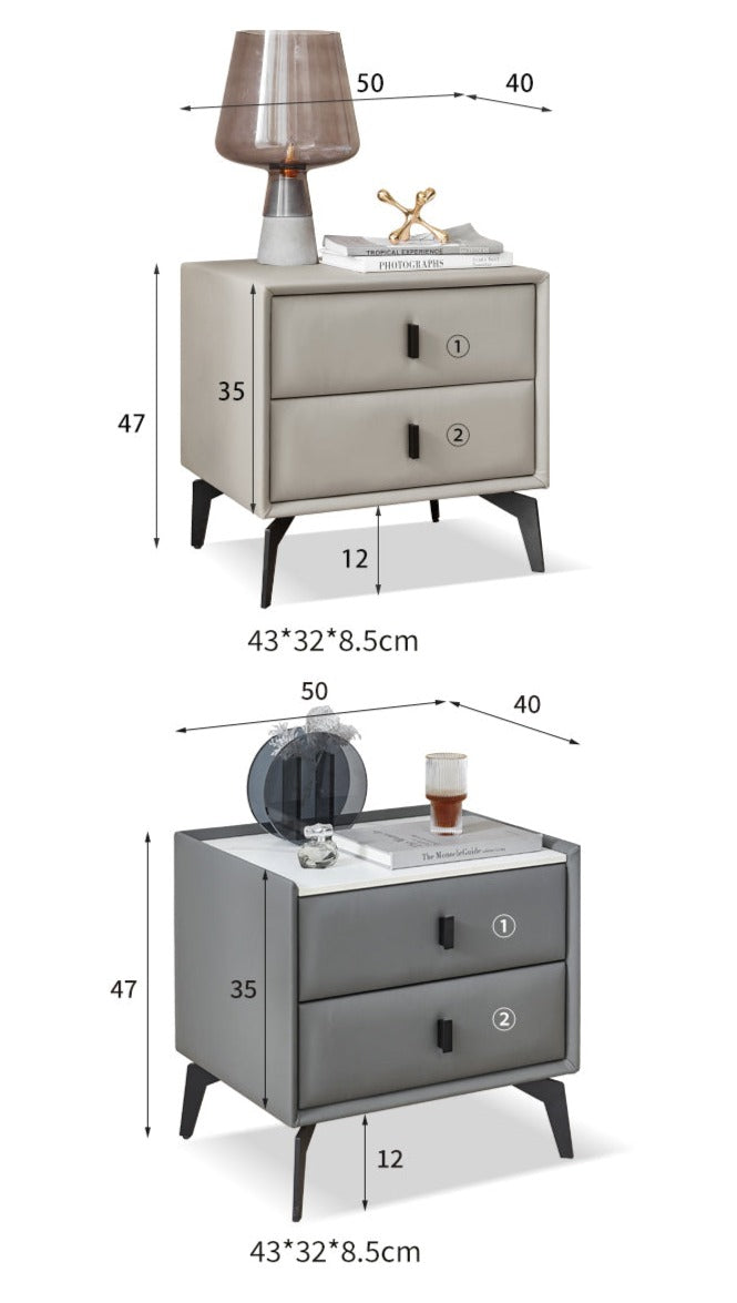 Organic Leather Nightstand - Handcrafted Solid Wood Bedside Table with Drawer for Bedroom Decor | Modern & Rustic Home Furniture for Living Room, Bedroom, or Guest Room