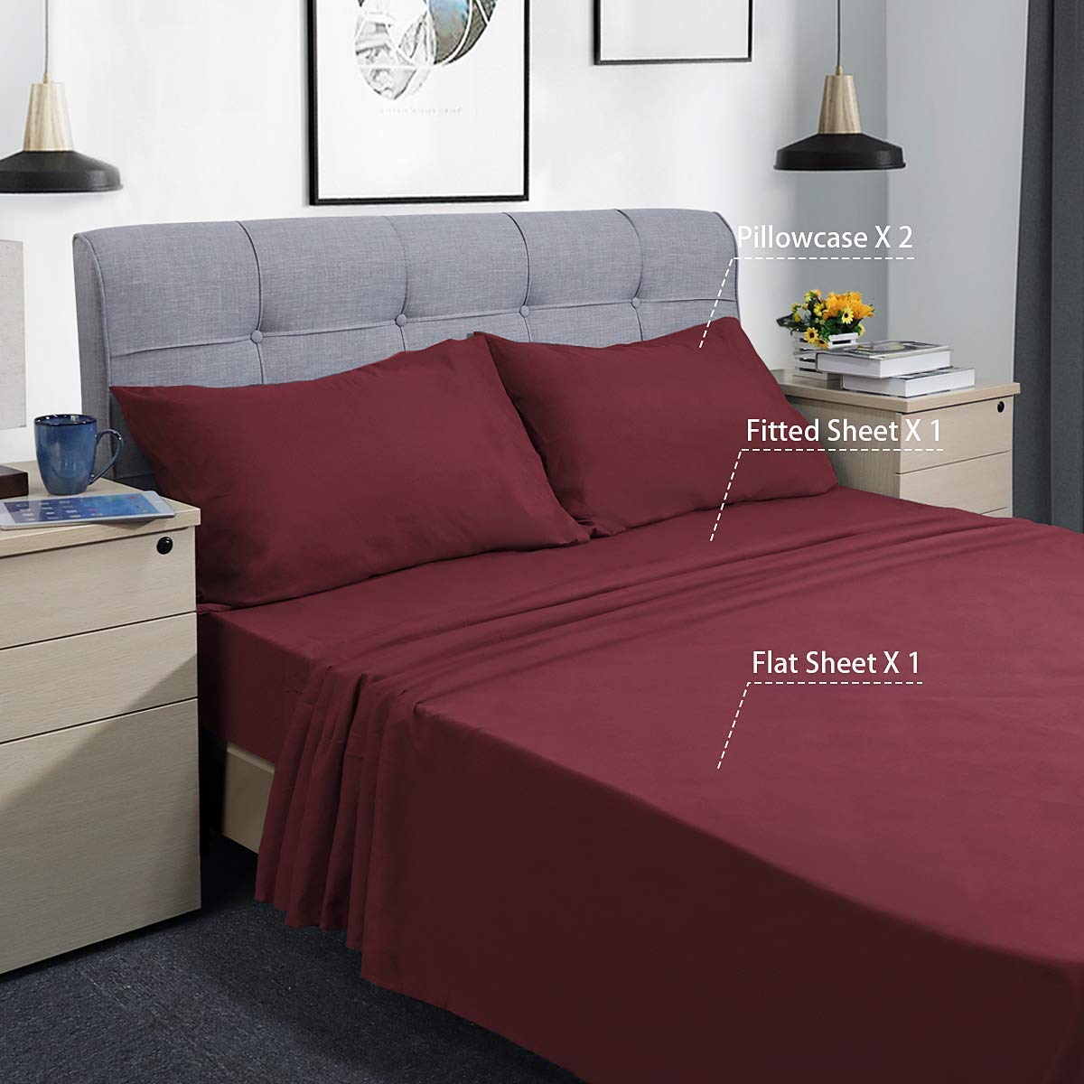 Luxury 800 Thread Count Egyptian Cotton Bed Sheet Set - Super Soft 4-Piece Full Size with 18