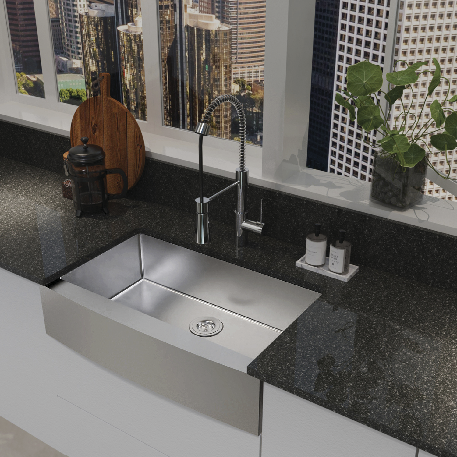 Premium 18 Gauge 304 Stainless Steel Farmhouse Kitchen Sink - Single Bowl Handmade Design with Bottom Grid & Strainer (DAX H3021 R10) - Perfect for Rustic Kitchens, Country Homes, and Modern Farmhouse Decor