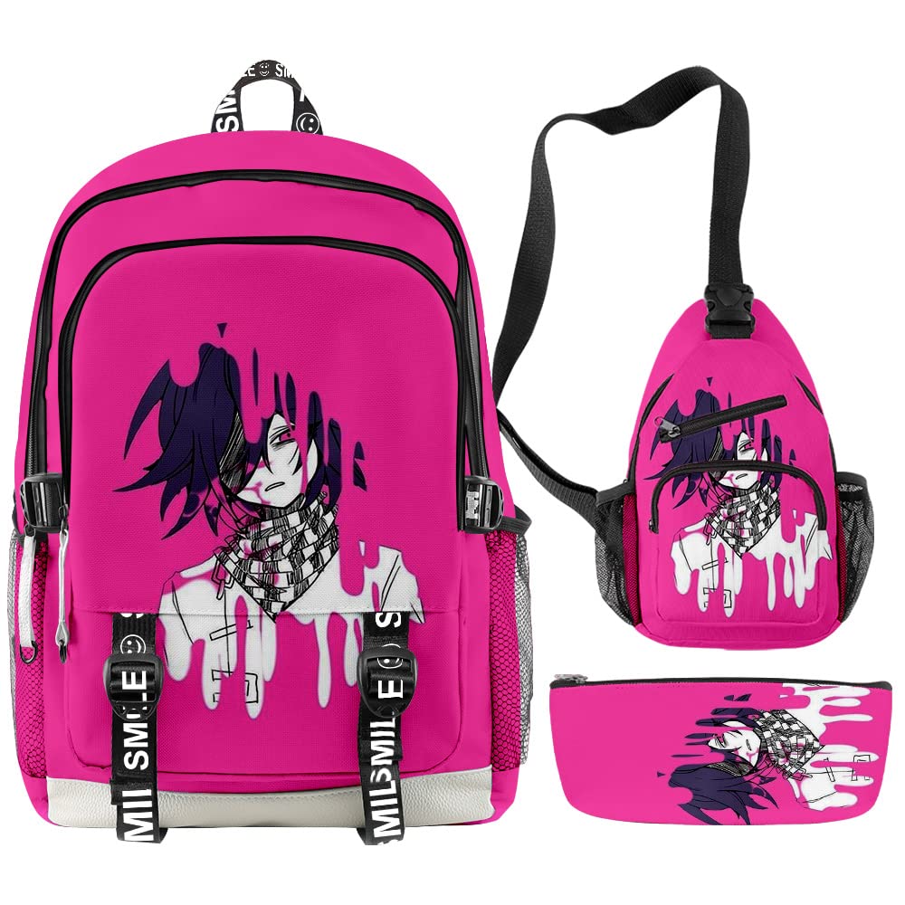 Kokichi Ouma Merch Backpack - Durable Oxford School Backpack Set (3-Piece) for Travel, College & Anime Conventions | Lightweight & Water-Resistant