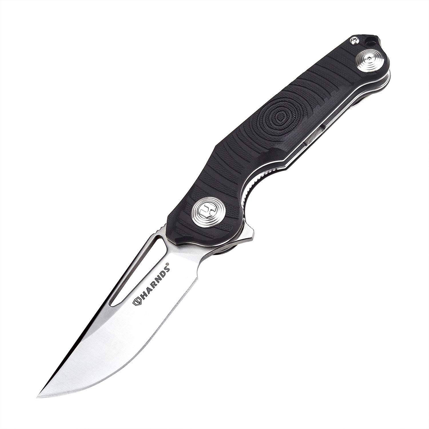 **Harnds Time Folding Knife - Sandvik 14C28N Steel Blade, G10 Handle, Pocket Clip - EDC, Camping, Hiking & Outdoor Survival (Black)**