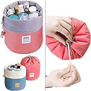 MBuys Mall Waterproof Bucket Barrel Shaped Travel Organizer - Cosmetic Makeup Bag for Women & Girls | Perfect for Vacation, Gym, Beach & Daily Use