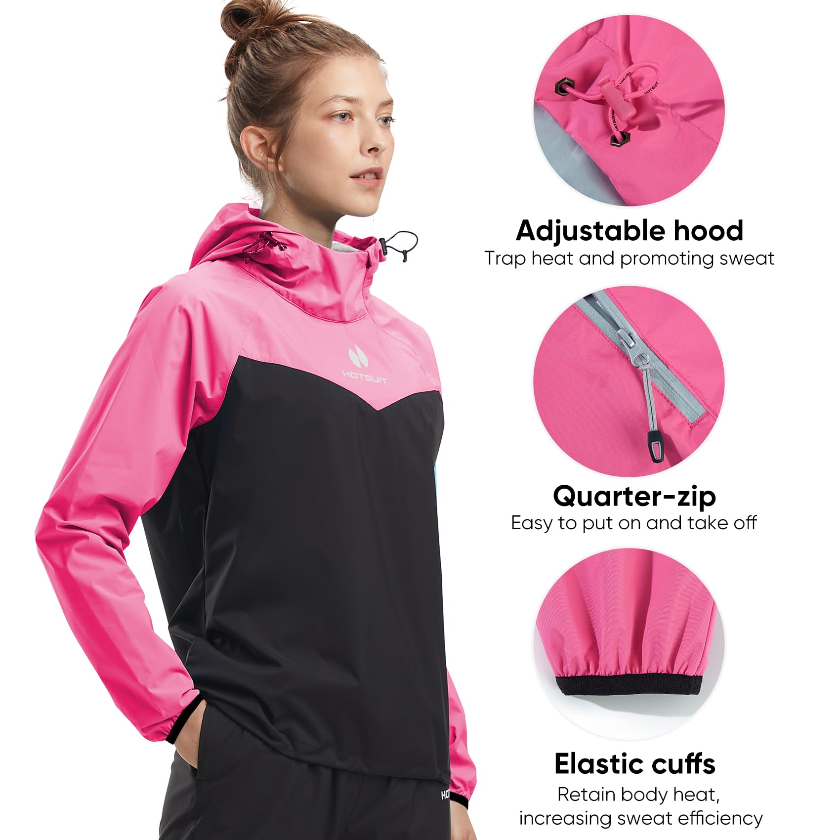 HOTSUIT Women's Sauna Suit for Weight Loss & Sweat Workout - Gym, Boxing, Running & Fitness Training - Breathable & Comfortable Sweat Jacket for Women