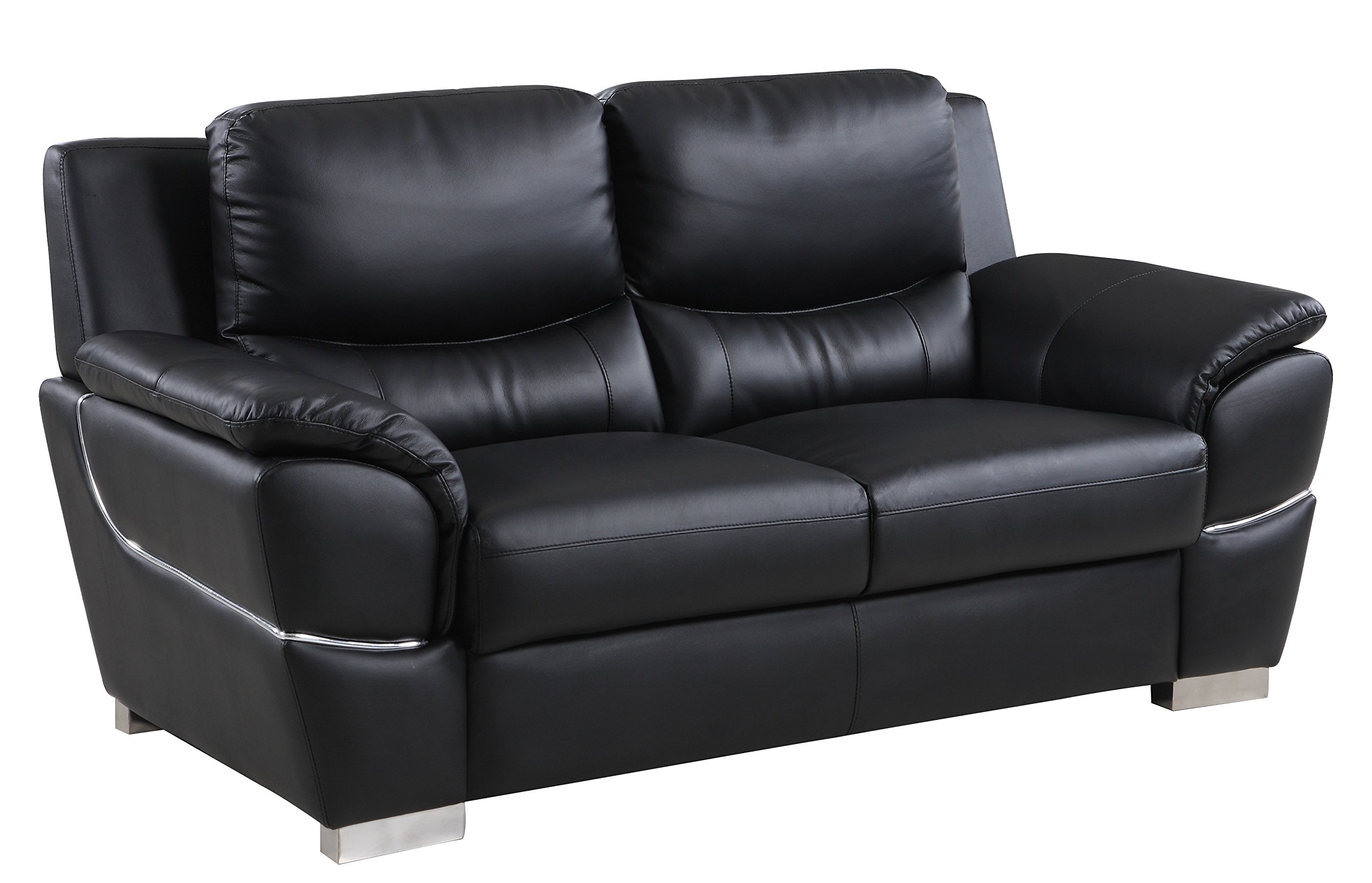 Binion Leather Match Upholstered Modern Loveseat for Living Room - Blackjack Furniture Black Sofa | Perfect for Small Spaces, Apartments & Cozy Home Decor