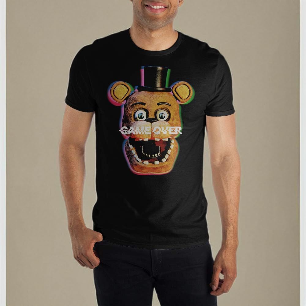 Five Nights at Freddy's Freddy Fazbear Blue Shadow Graphic Men's Black T-Shirt | Horror Game Merchandise for Fans & Cosplay