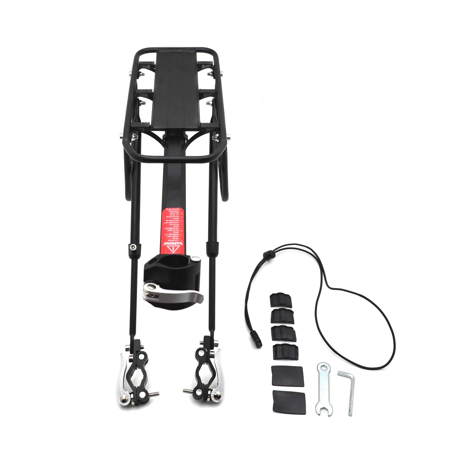 HTTMT Bike Rear Rack - Quick Release Metal Pannier Rack with Fender & Luggage Carrier for Bicycles | Universal Fit for Road & Mountain Bikes | Perfect for Commuting, Touring & Grocery Hauling [P/N: ET-BIKE-RACK002-BK]
