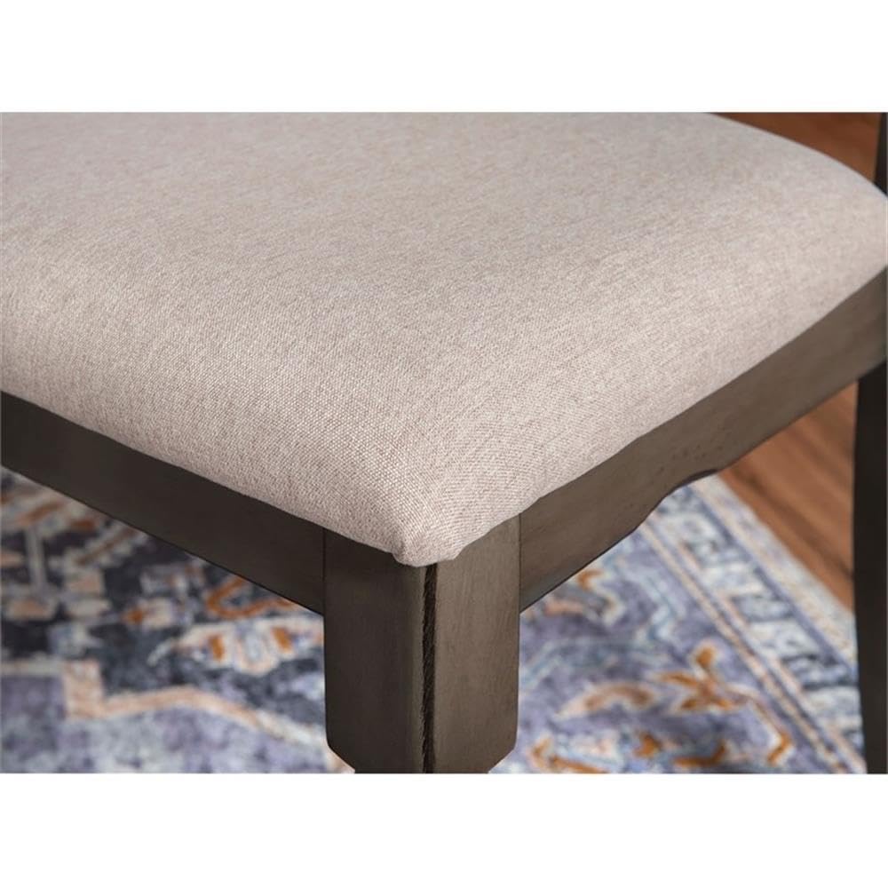 Pemberly Row Transitional Wood Dining Chairs Set of 2 - Gray Upholstered Side Chairs for Kitchen, Dining Room & Office - Comfortable Modern Accent Chairs