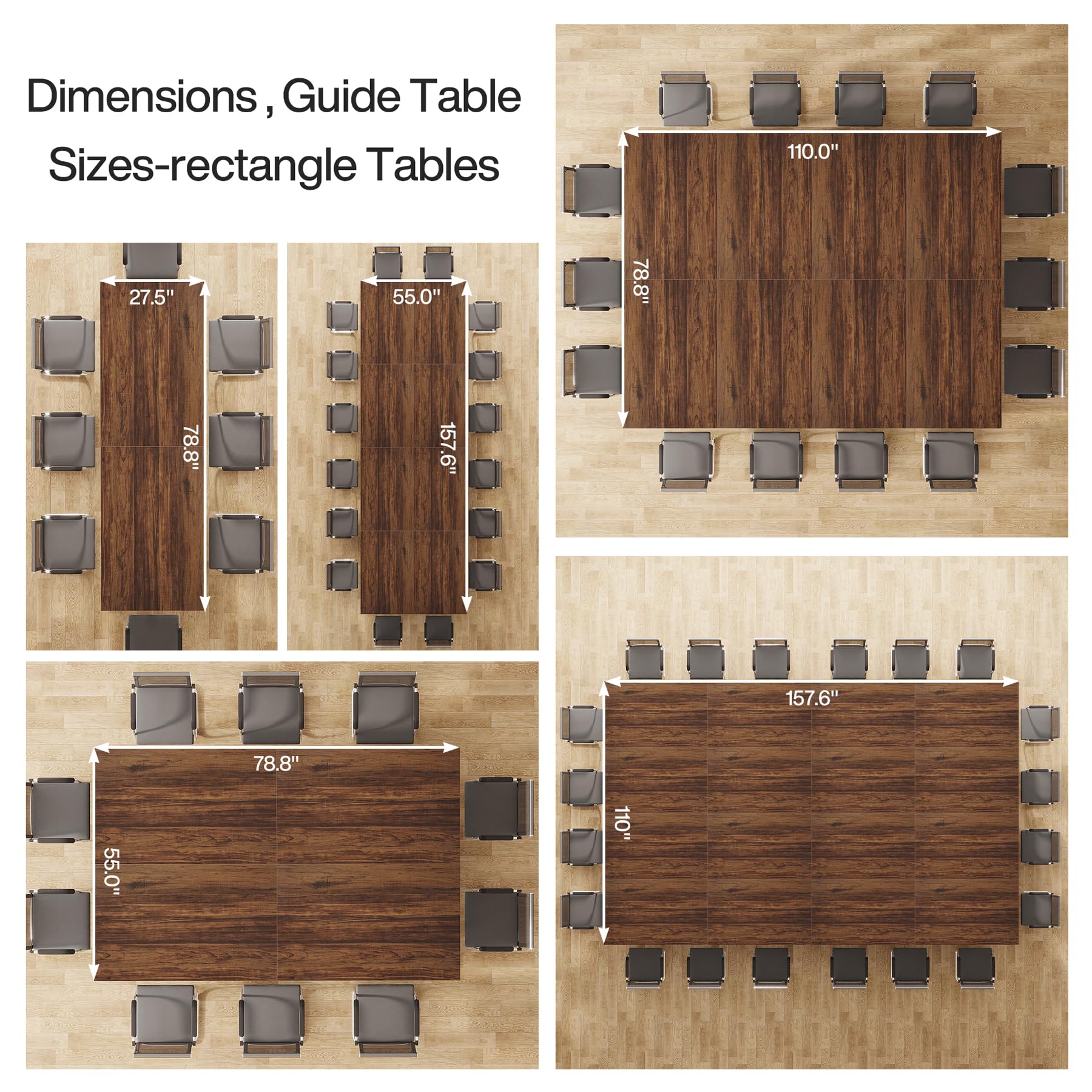 Tribesigns 6.5FT Conference Table for 6-8 People, 78 Inch Long Rectangular Office Meeting Table with Sturdy Metal Frame - Brown Boardroom Desk for Business, Conference Room & Seminar Use - Perfect for Team Meetings, Presentations & Collaborative Workspaces