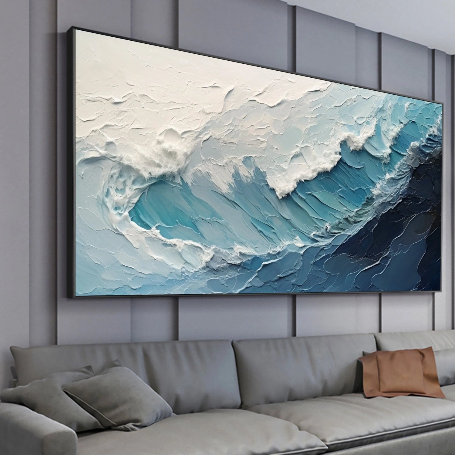 Ocean and Sky Painting #OS 241 - Handmade Canvas Wall Art for Home Decor, Office & Living Room - Coastal Landscape Artwork for Beach House & Modern Interior Design