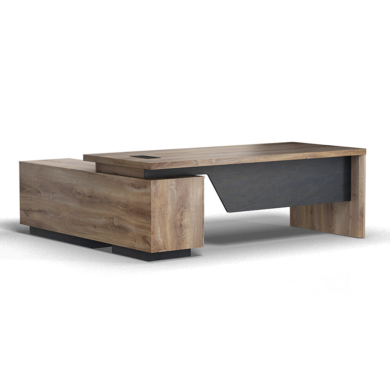 BALDER Executive Desk with Right Return 1.8M-2.0M Warm Oak & Black - Modern Office Furniture for Home & Business Workspaces