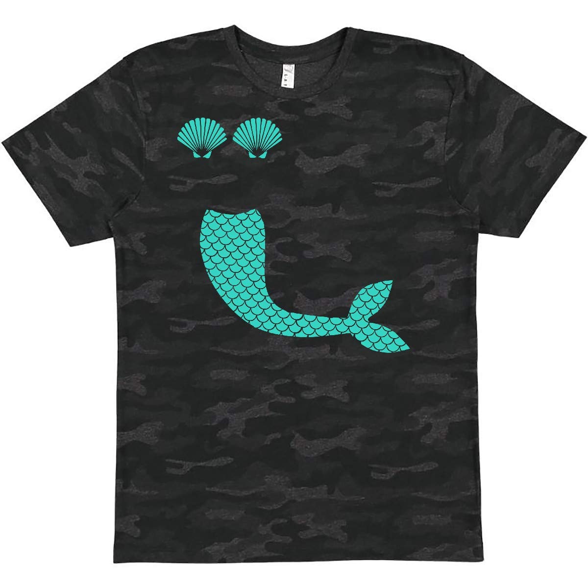 Inktastic Women's Mermaid Tail and Shells Graphic T-Shirt - Comfortable Casual Tee for Beach, Summer & Vacation Wear