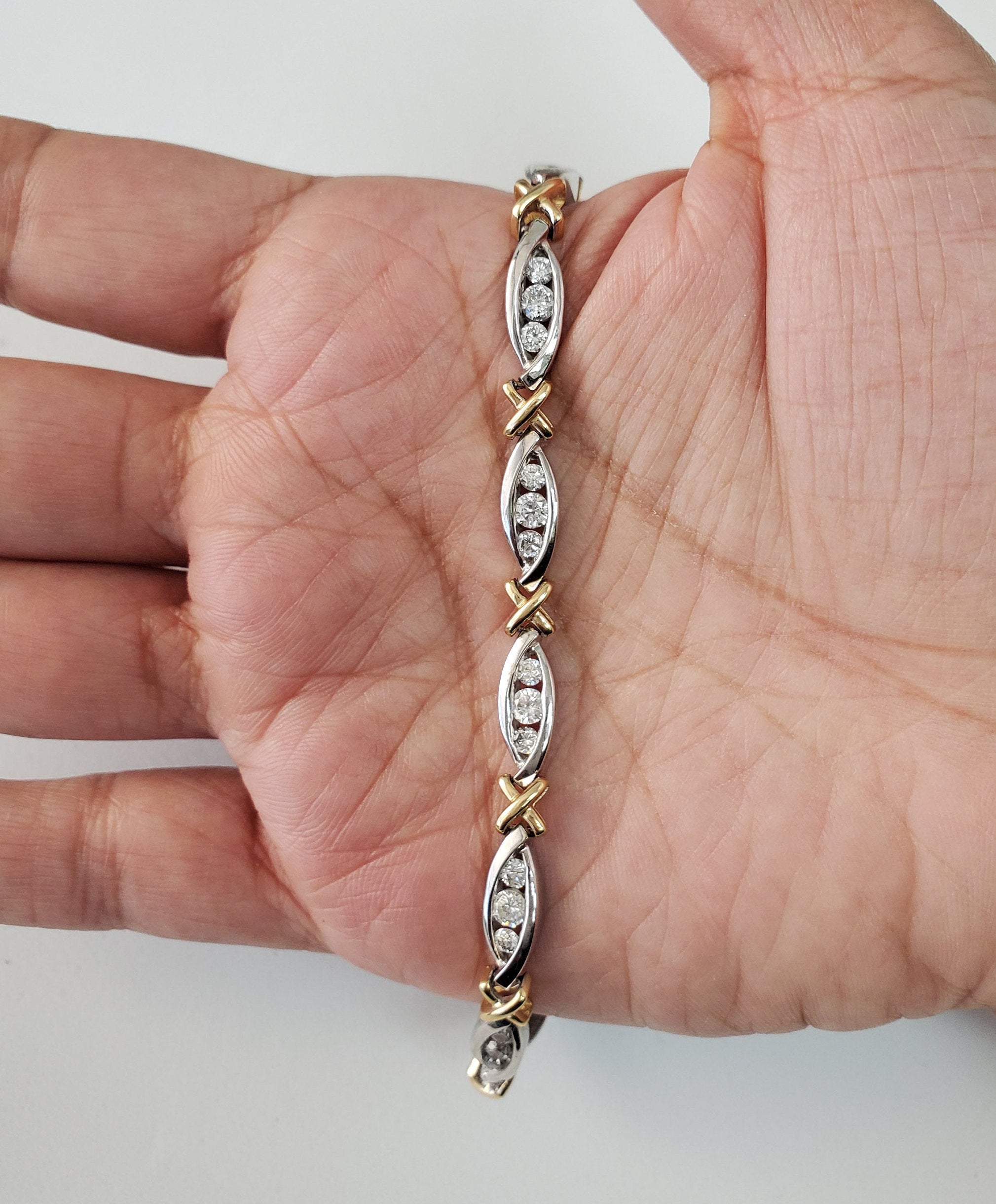 3 Carat Diamond Tennis Bracelet for Women - Elegant X Design, 14K White Gold, Perfect for Weddings, Parties & Special Occasions