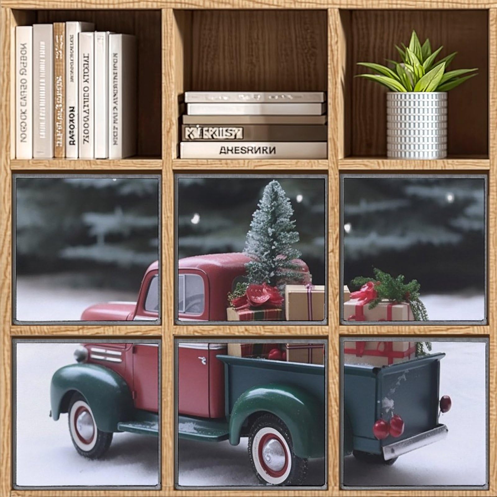 6-Pack Christmas Truck Collapsible Storage Bins with Handles - Large Closet Organizer Baskets for Clothing, Toys & Holiday Decor - Perfect for Home, Bedroom, Nursery and Holiday Storage Organization