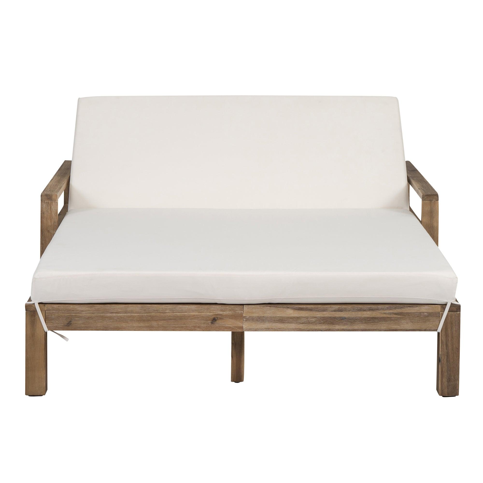 Farmhouse Style Wooden Outdoor Sunbed - Perfect for Poolside, Garden, Backyard Relaxation & Patio Lounging | Durable All-Weather Design for Ultimate Comfort