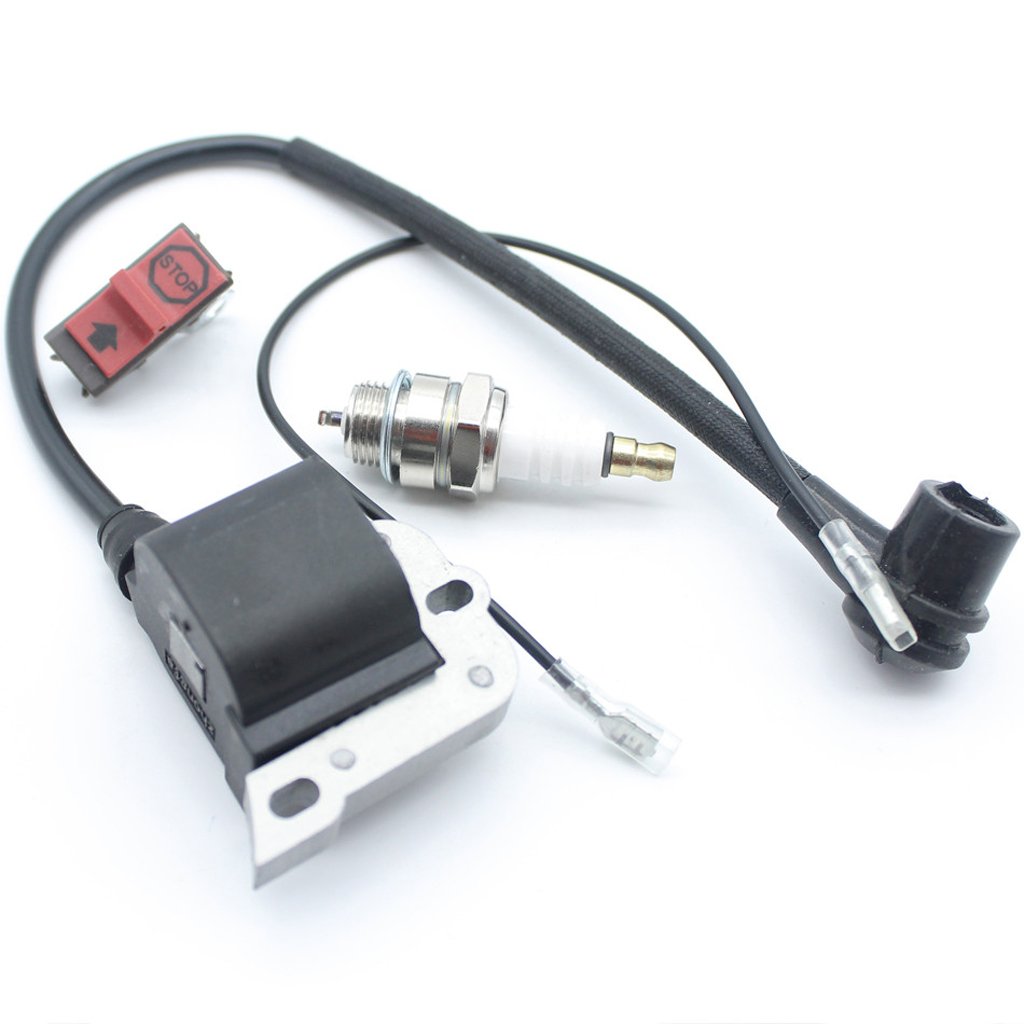 Husqvarna Chainsaw Ignition Coil, On/Off Stop Switch & Spark Plug Replacement Kit - Compatible with Models 50, 51, 55, 61, 254, 257, 261, 262, 266, 268, 272 - Perfect for DIY Repairs & Maintenance