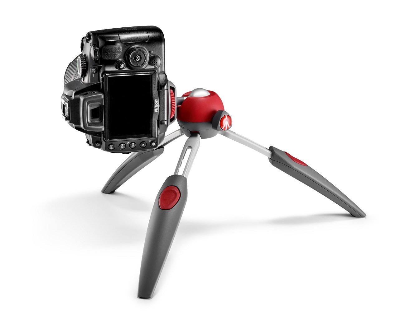 Manfrotto MTPIXIEVO-RD PIXI EVO 2-Section Mini Tripod for DSLR, Mirrorless & Compact Cameras - Foldable, Lightweight, Red - Perfect for Travel, Vlogging & Photography