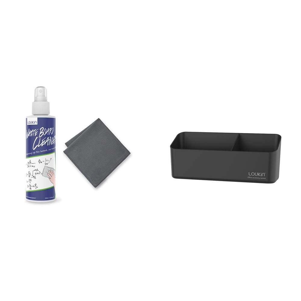 Loukin Whiteboard Accessories Bundle - Non-Toxic Whiteboard Cleaner Kit (8.5 fl oz) with Magnetic & Adhesive Marker Holder | Perfect for Office, Classroom & Home Organization