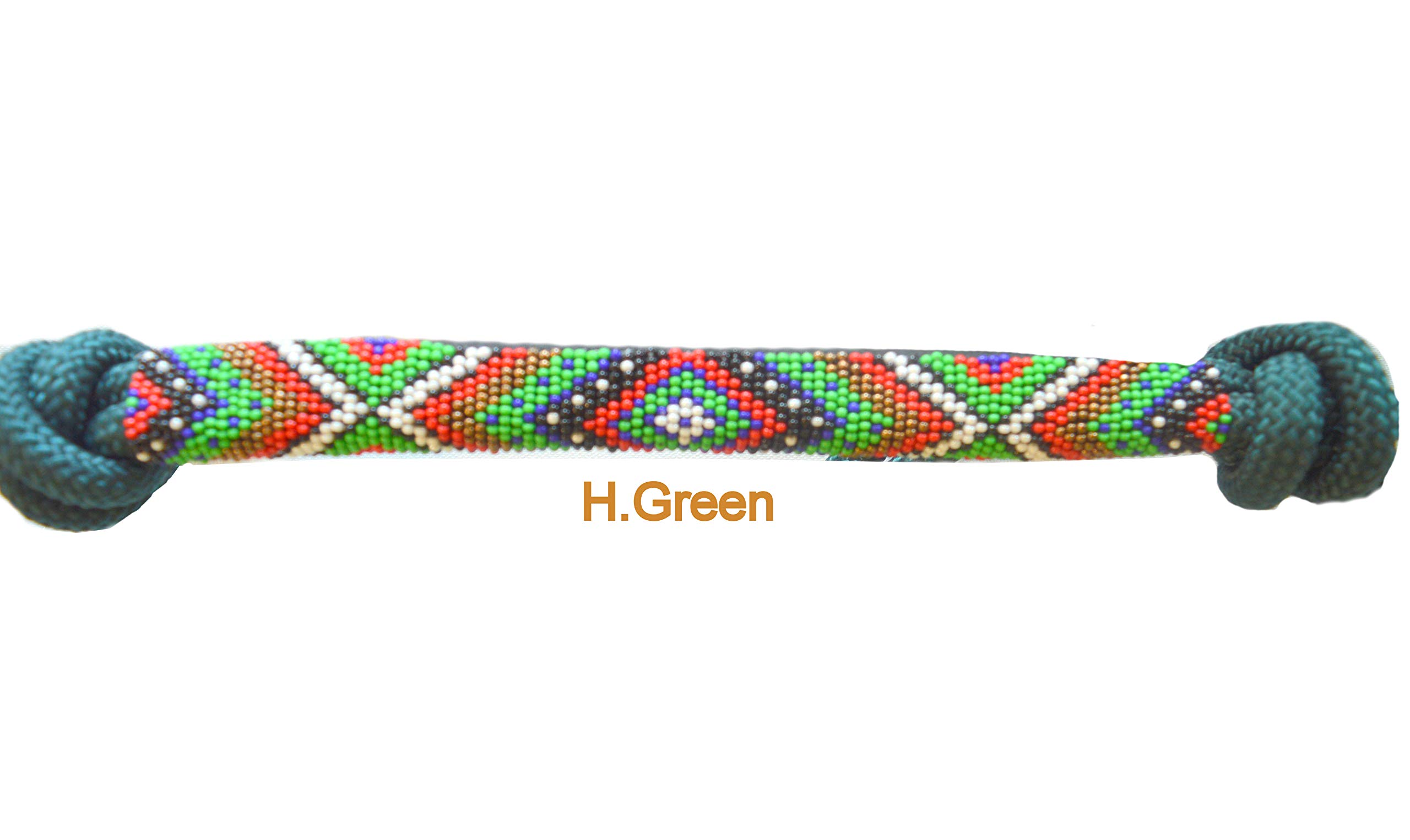 Durable Nylon Horse Braided Rope Halter with Beaded Noseband & Lead Rope - H. Green | Perfect for Training, Grooming & Show Events