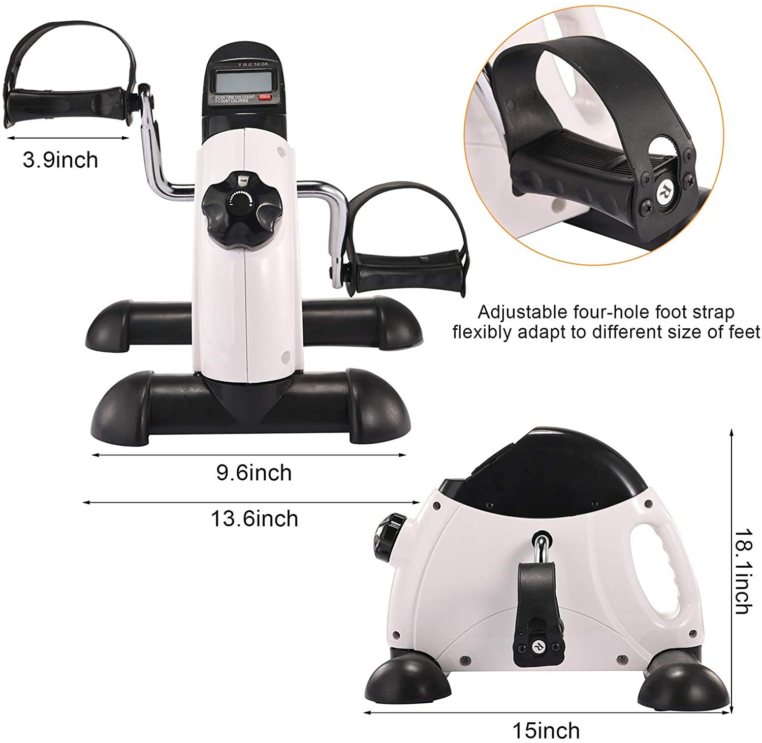 Under Desk Bike Pedal Exerciser - Mini Exercise Bike for Home & Office, Portable Foot Peddler for Physical Therapy, Leg & Arm Workout Equipment, Adjustable Sitting Pedal Exerciser for Elderly, Men & Women - Perfect for Sedentary Workers & Home Rehab