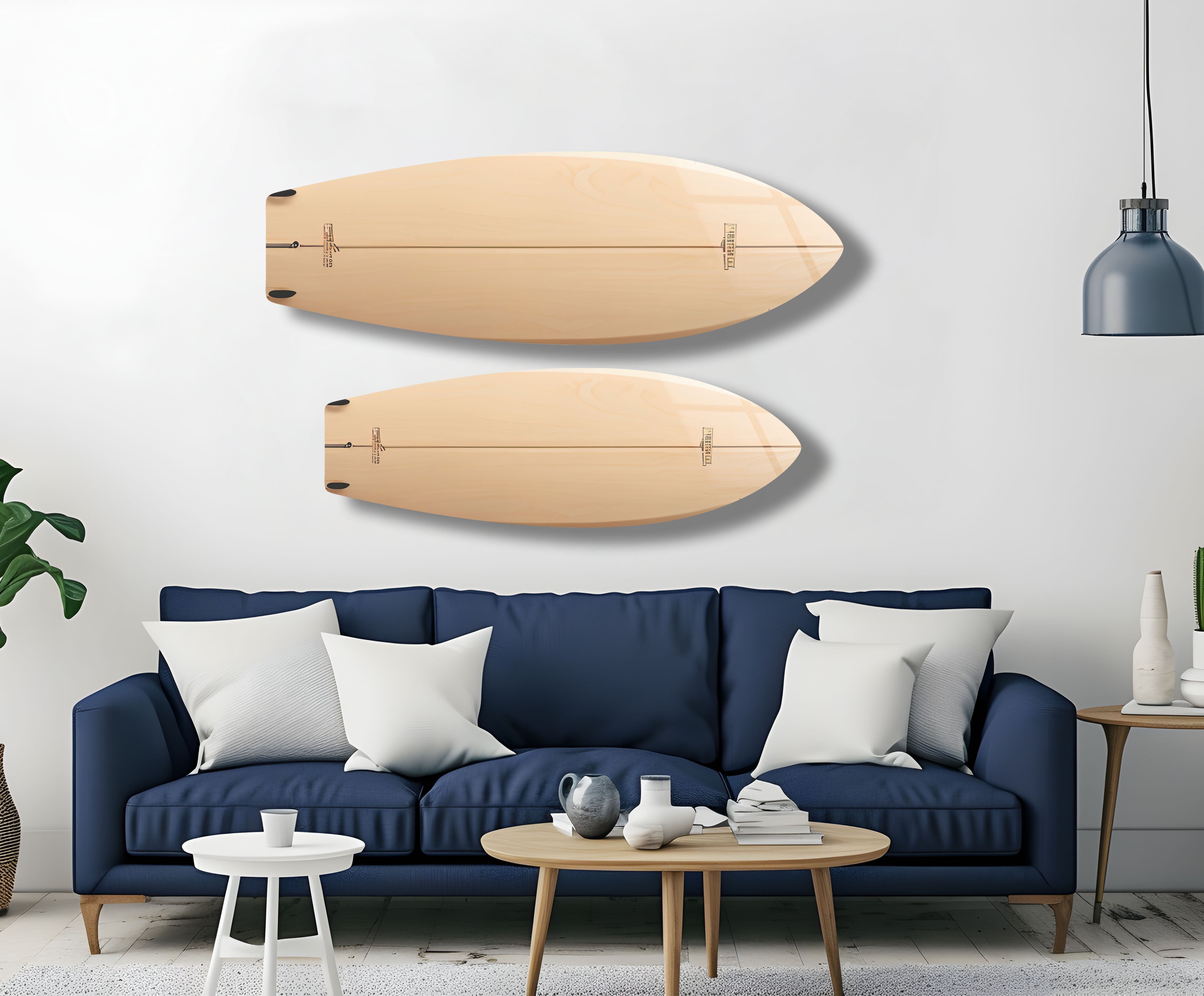 Abstract Beige Surfboard Wall Art - Coastal Decor for Beach House, Living Room & Bedroom - Handmade Wooden Surfboard Wall Hanging for Boho, Nautical & Coastal Theme Rooms