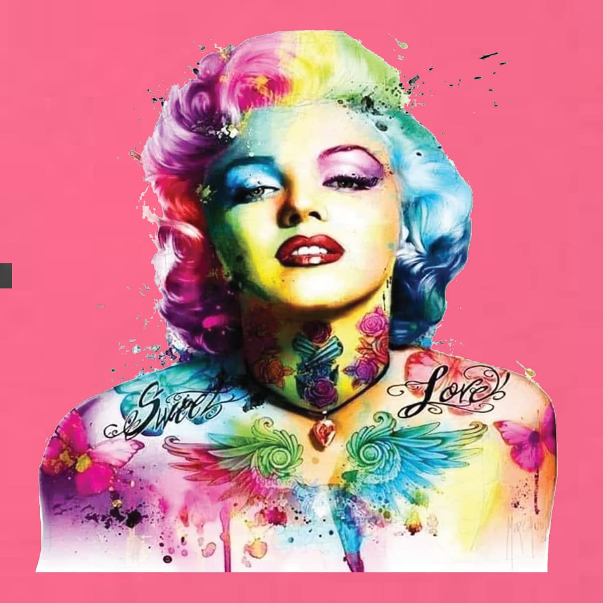 Vibrant Marilyn Multicolor Pop Art T-Shirt for Women - Junior Fit V-Neck Tee | Perfect for Casual Wear, Music Festivals & Pop Culture Enthusiasts