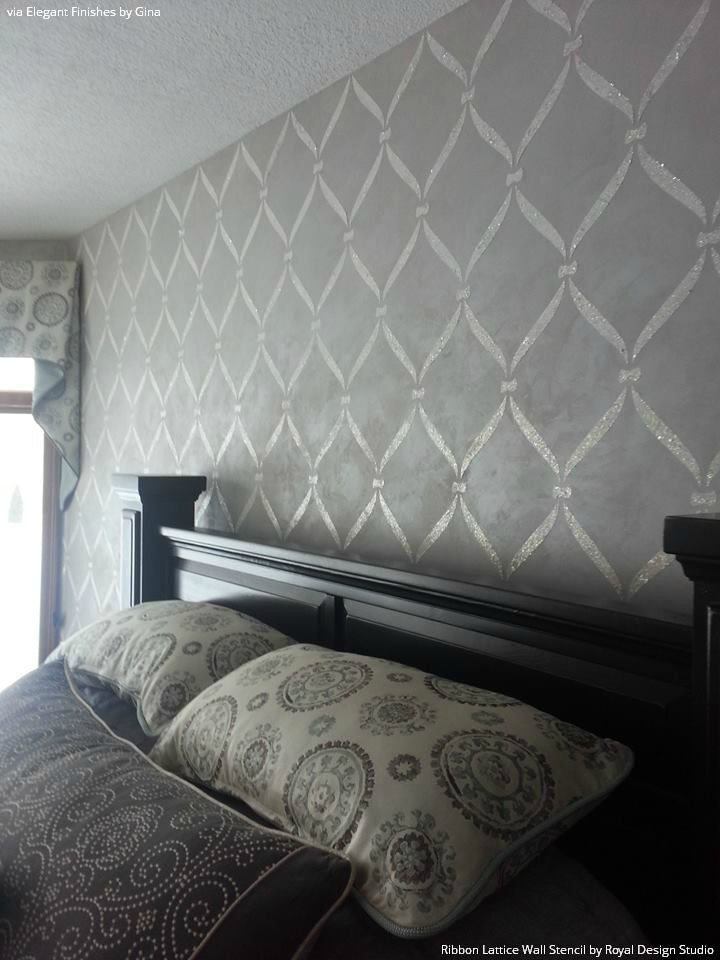 Ribbon Lattice Wall Stencil - Reusable DIY Painting Template for Home Decor, Crafts & Furniture - Perfect for Bedroom, Nursery, Living Room Accent Walls