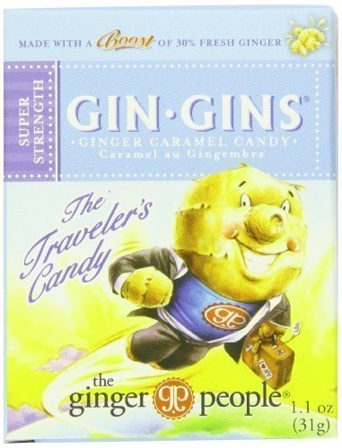 Ginger People Gingins Boost Candy Super 1.1 Oz - Natural Ginger Chews for Energy & Digestion - Perfect for Travel, Nausea Relief & Healthy Snacking