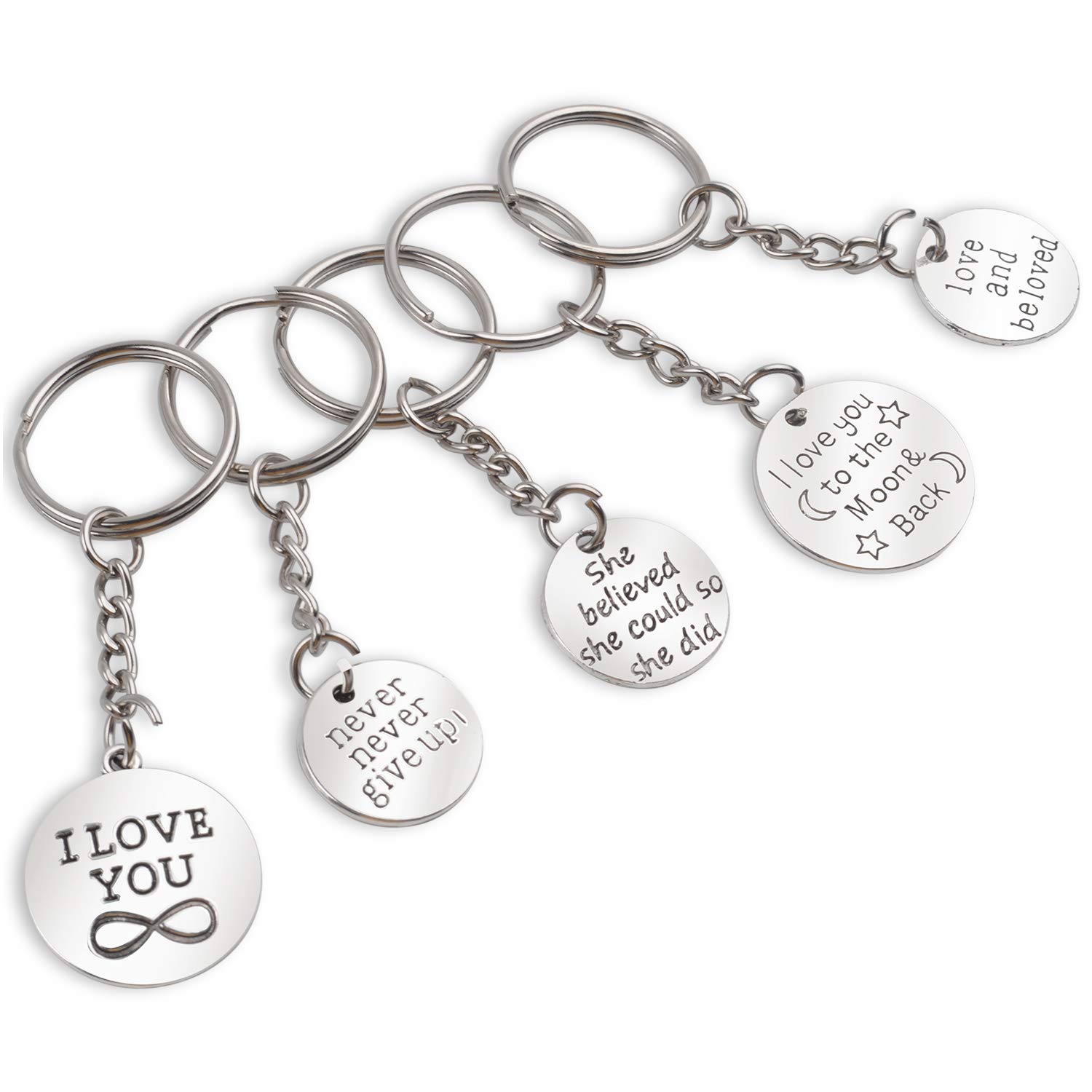 10-Piece Metal Key Ring Set with Charms - DIY Keychain Gifts for Home & Office
