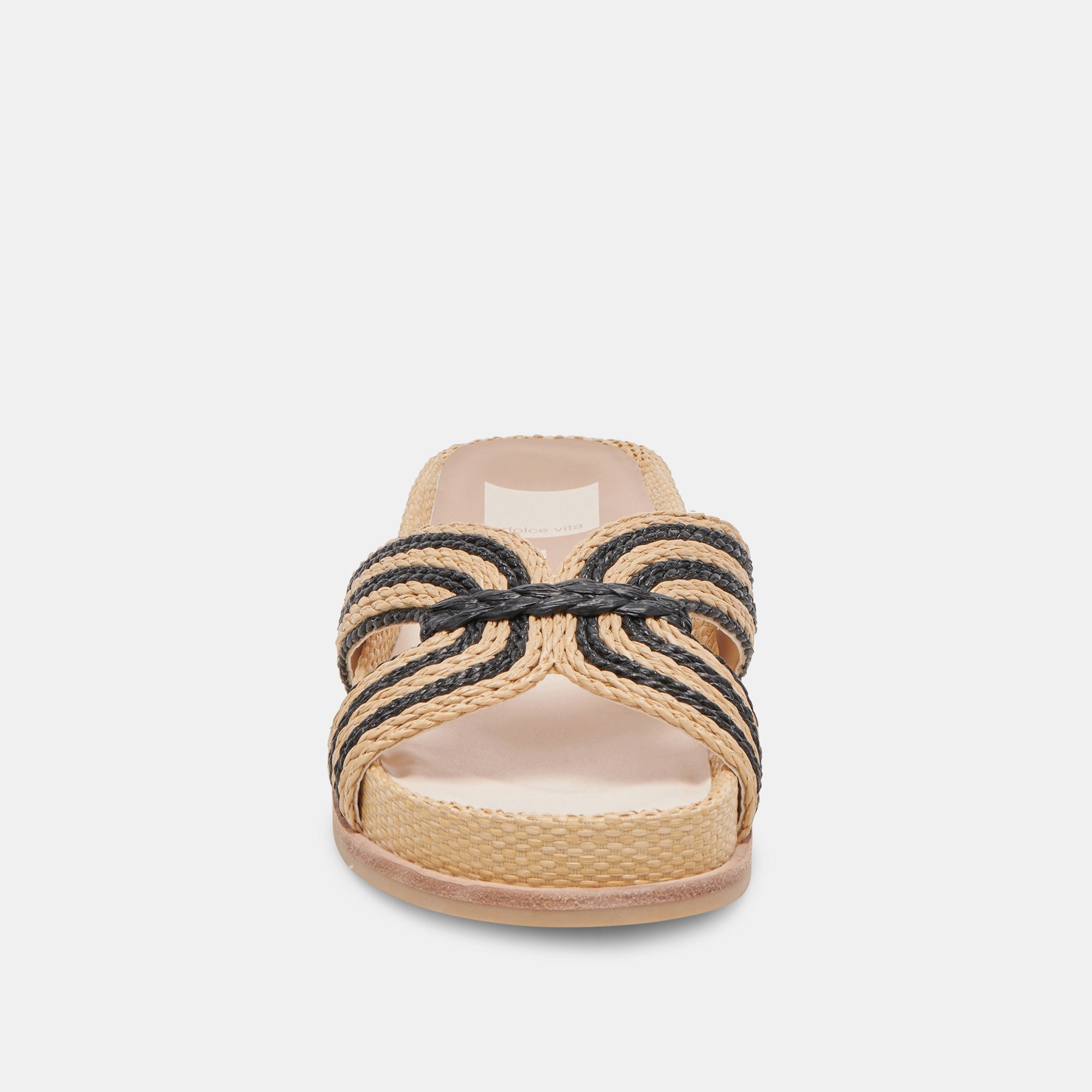 SELDA Wide Comfortable Sandals for Women - Natural Black Raffia Material - Perfect for Beach, Vacation & Summer Outfits