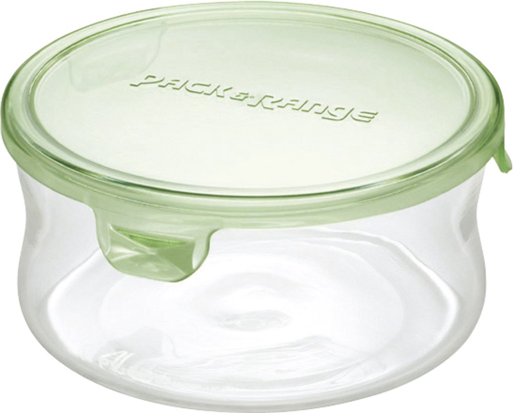 Iwaki KT7401-G Heat-Resistant Glass Food Storage Container, Green, Round, 12.8 fl oz (380ml) - Perfect for Rice, Meal Prep & Microwave Use - 1 Pair Pack