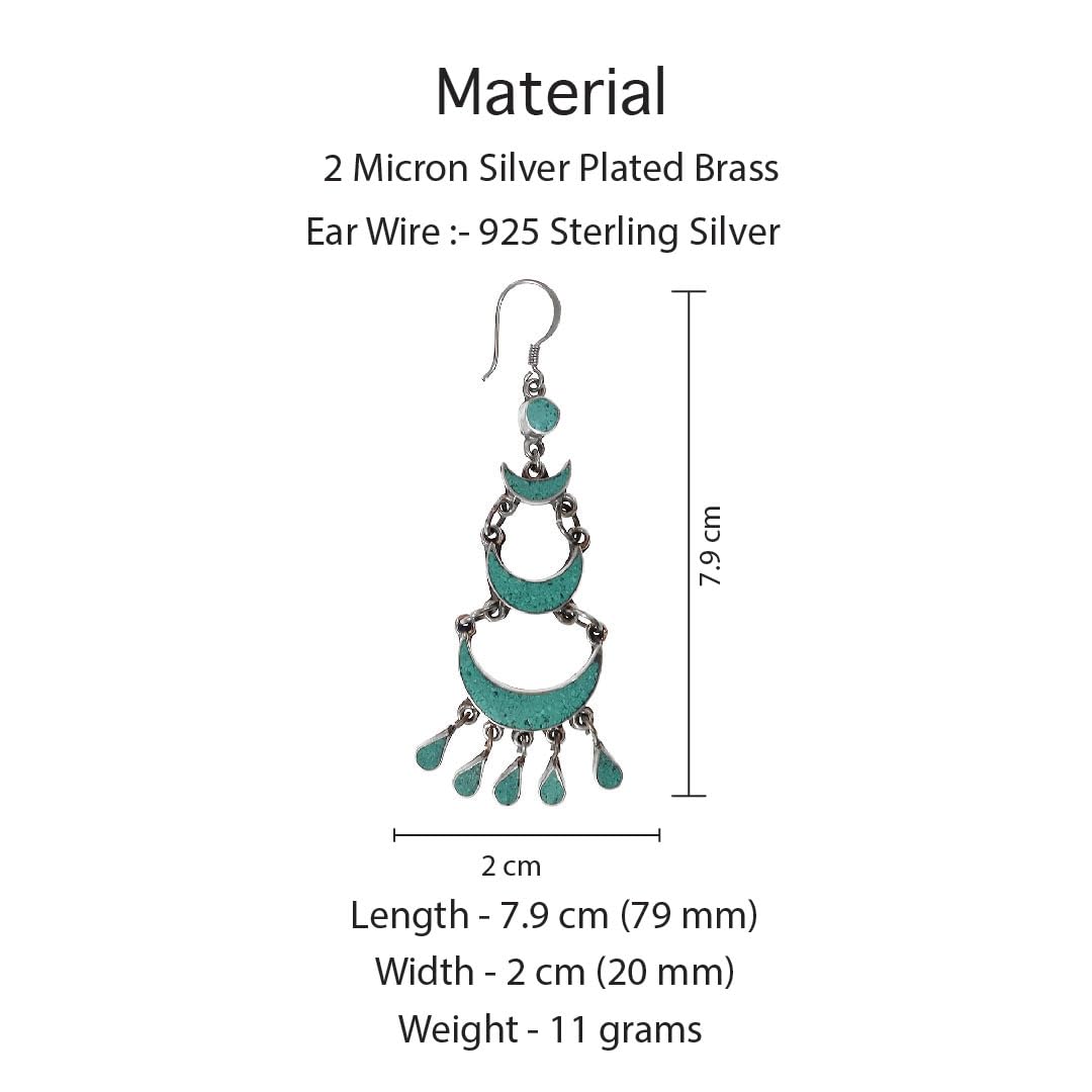 Handmade Drop Dangle Earrings for Women - Boho Gemstone Inlay Jewelry - Silver Plated Fashion Earrings - Perfect Gift for Birthday, Wedding & Party Accessories