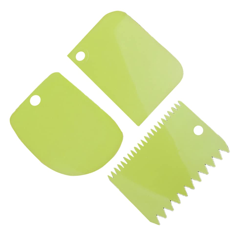 HEALLILY 3-Piece Cake Decorating Set - Stainless Steel Frosting Spatula, Icing Smoother & Comb Scraper - Professional Baking Tools for Cake Decorating, Bread Dough, Cupcakes & Pastries (Green) - Perfect for Home Bakers & Professional Chefs