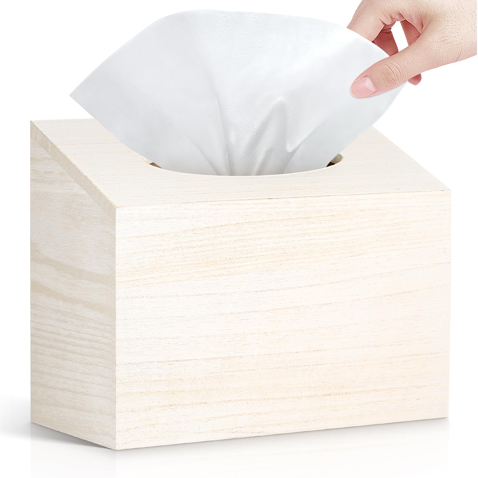 Wooden Tissue Box Cover Holder - Compatible with Kleenex & Disposable Paper Towels | Elegant Tabletop, Bathroom & Office Organizer (White) | Perfect for Home Decor, Guest Rooms & Workplace Desks