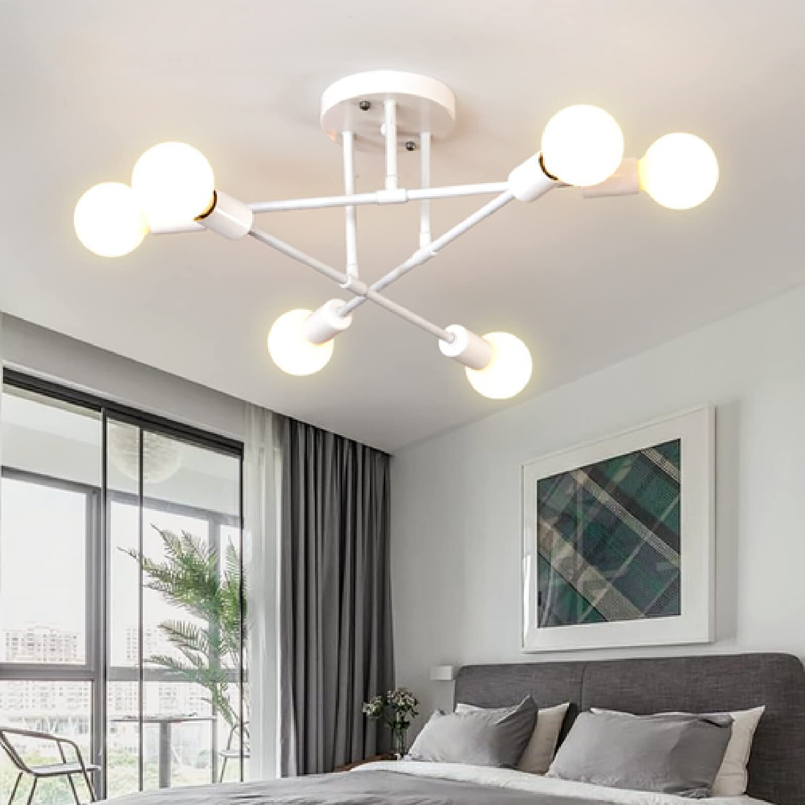 Modern Nordic Golden LED Chandelier - 6 Head Crystal Ceiling Light Fixture for Living Room, Dining Room, Bedroom | Energy Efficient Home Decor Lighting | Perfect for Weddings, Restaurants & Luxury Interiors (White)
