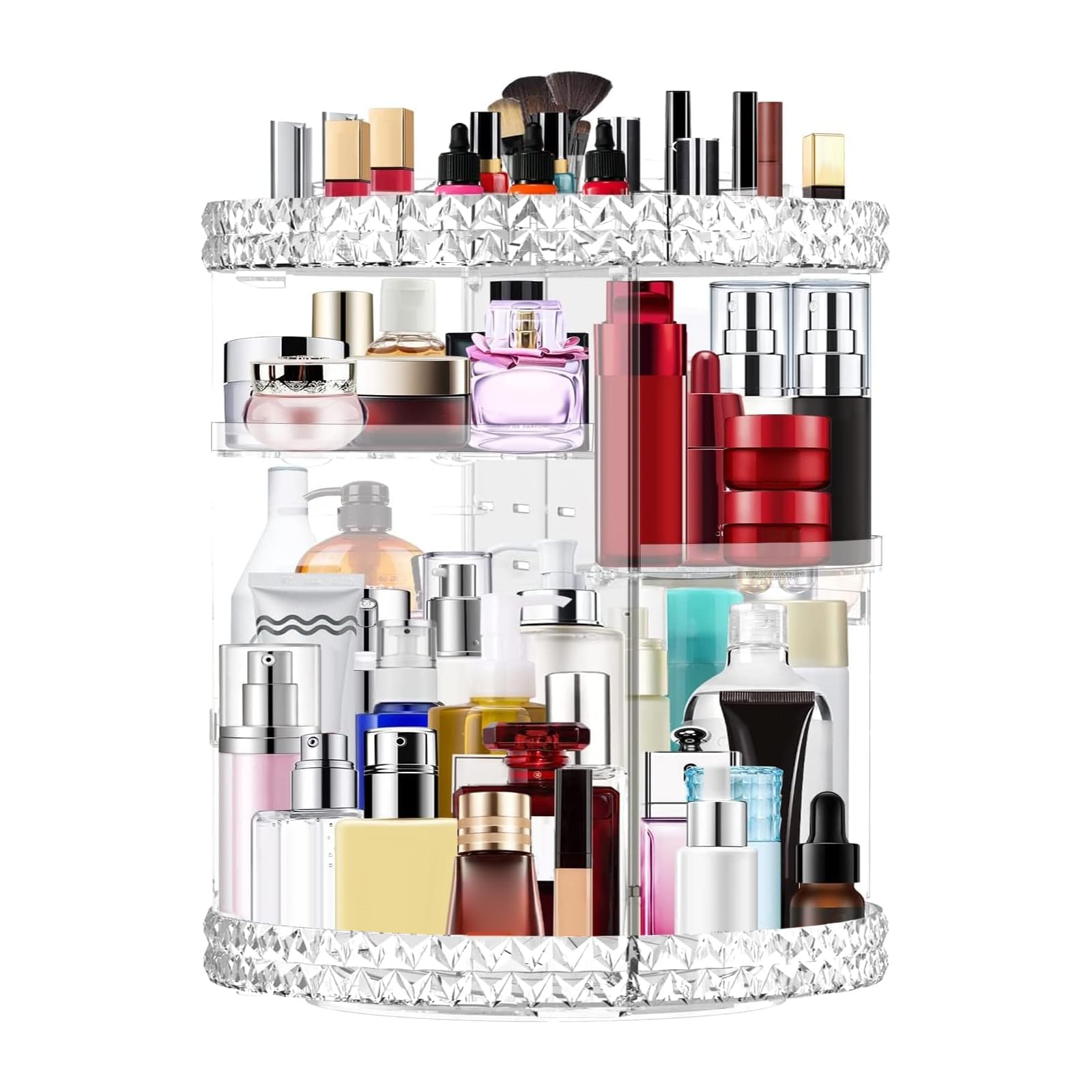 360° Rotating Makeup Organizer with Adjustable Rotation - Perfect for Vanity & Travel