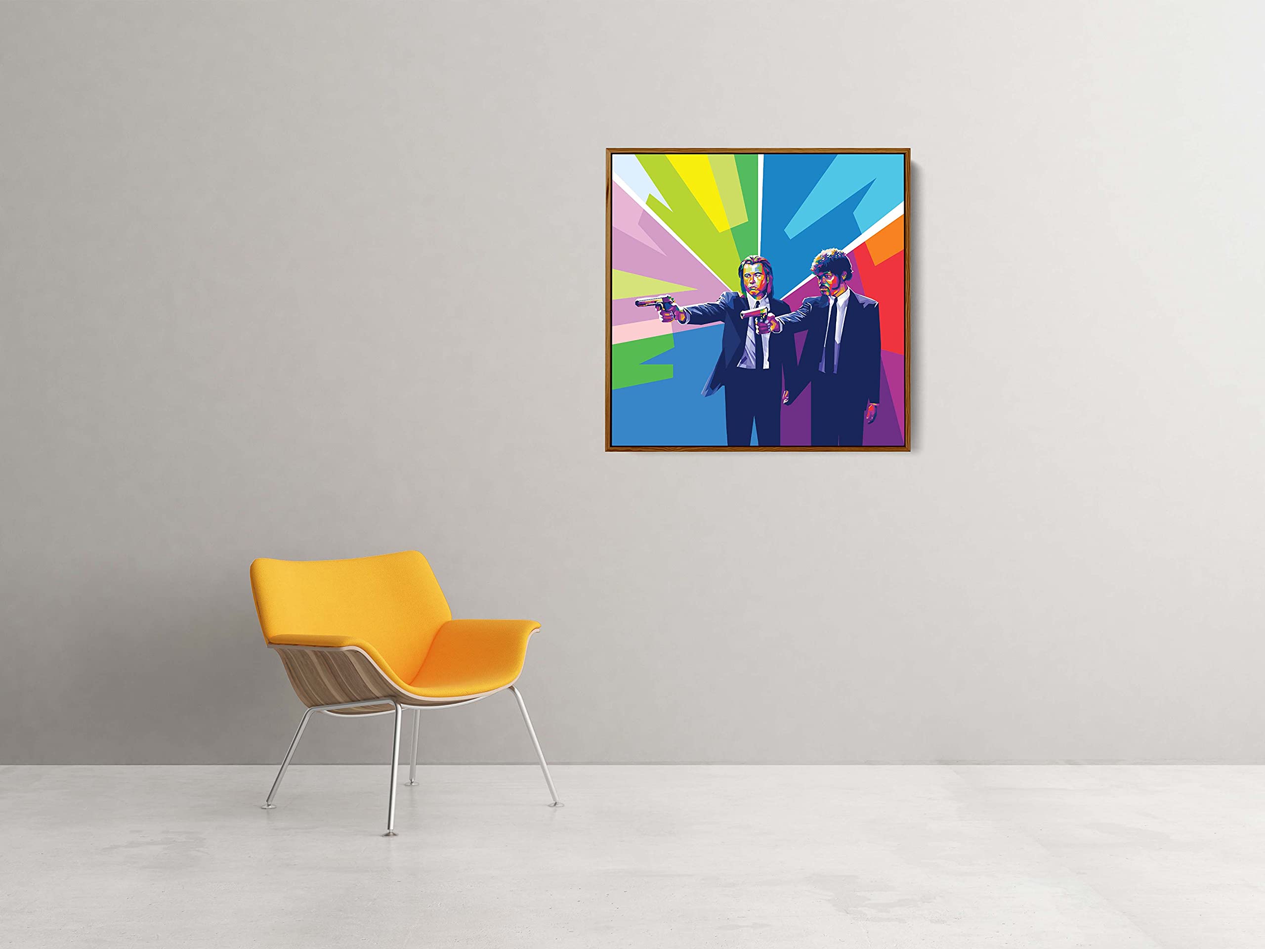 Pulp Fiction Pop Art Canvas - Framed Wall Decor (16x16in) for Living Room