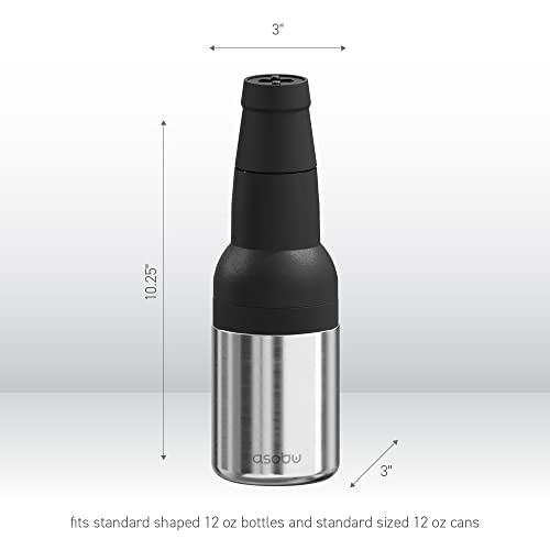 Asobu Frosty Beer 2 Go - Vacuum Insulated Double Wall Stainless Steel Beer Can & Bottle Cooler with Opener - Eco Friendly BPA Free - Perfect for Camping, Beach & Outdoor Parties (Silver)