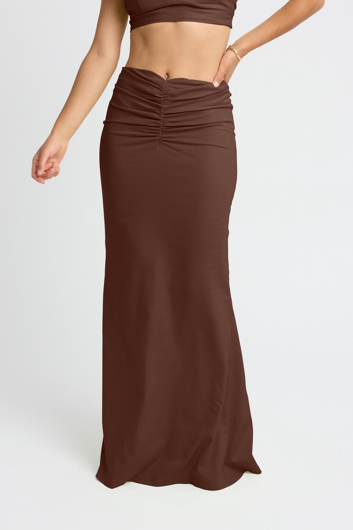 Bella Linen Maxi Skirt - Flowy Boho Long Skirt for Women in Chocolate Brown | Perfect for Beach, Summer & Casual Outfits