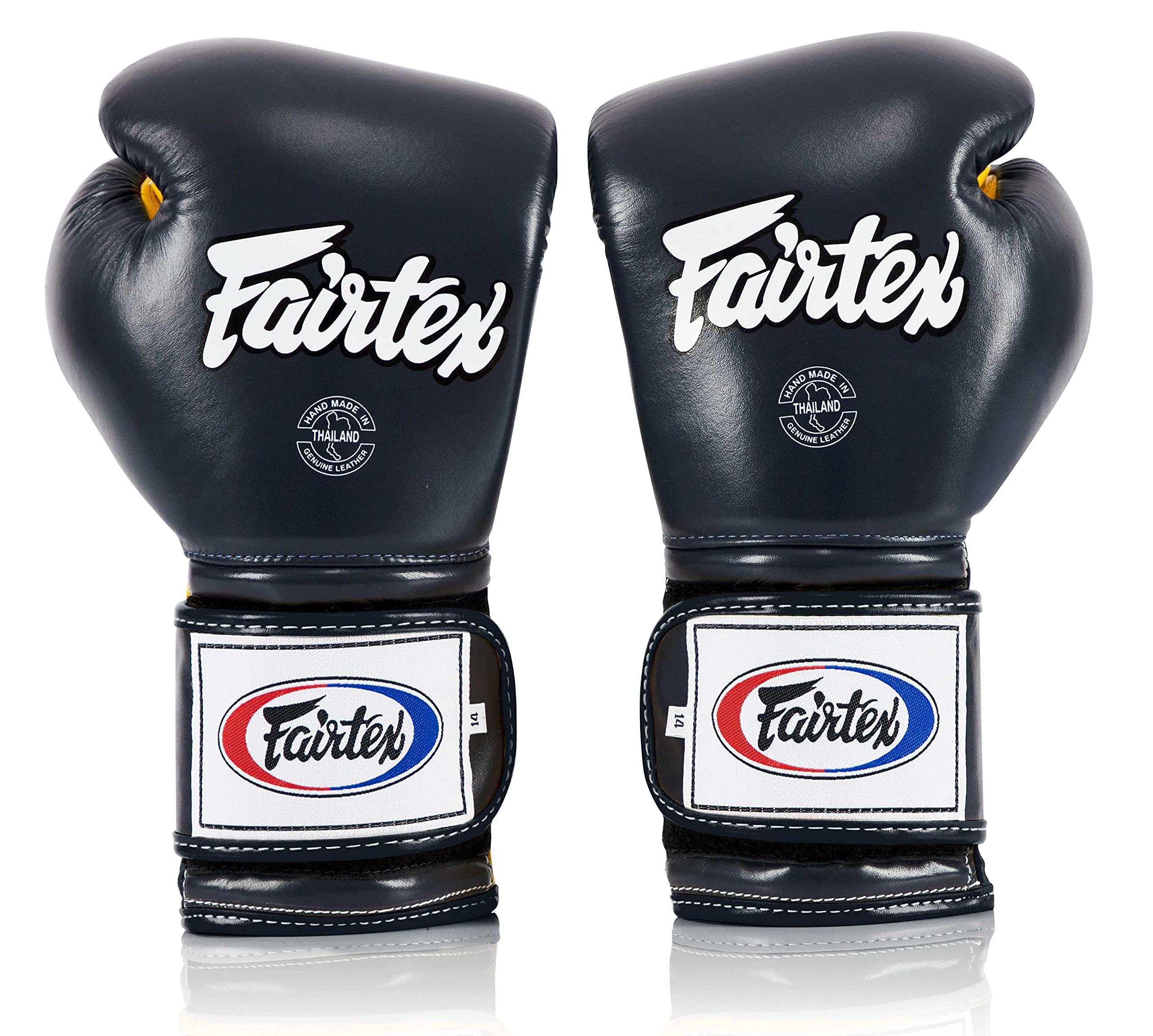 Fairtex BGV9 Muay Thai Boxing Gloves 16oz - Professional Training Gloves for Boxers & MMA Fighters | Mexican Style Design for Hard Hitters | Lightweight & Shock Absorbent | Blue/Yellow/Blue Piping | Perfect for Sparring, Heavy Bag Work & Martial Arts Training