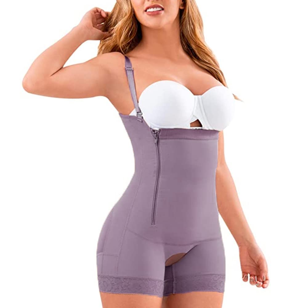 JPLILY Women's Shapewear Bodysuit - Colombian Fajas Tummy Control with Side Zipper & Open Bust Design | Perfect for Postpartum, Weight Loss & Special Occasions