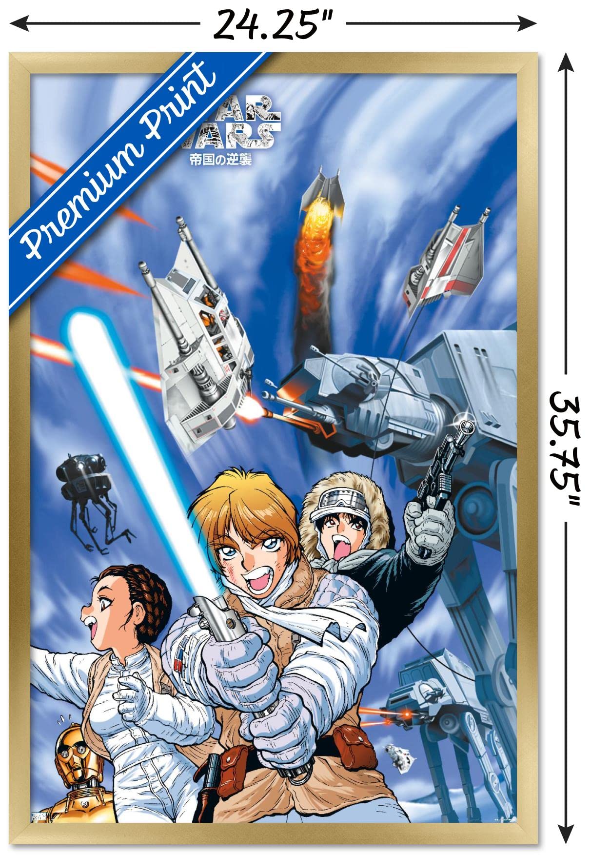 Trends International Star Wars: Manga Madness - Hoth Wall Poster 22.375 x 34 Inches, Gold Framed Art Print - Perfect for Home Decor, Office & Game Room