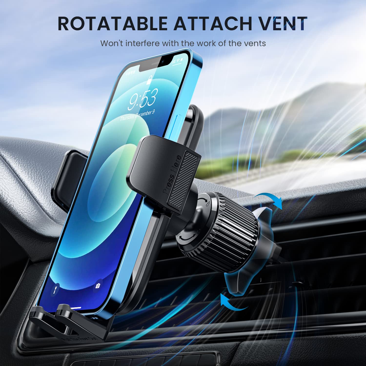 Upgraded Metal Clip Car Vent Phone Mount - Universal Smartphone Holder for iPhone & Android, Hands-Free Car Cradle for Safe Driving, Perfect for GPS Navigation & Road Trips